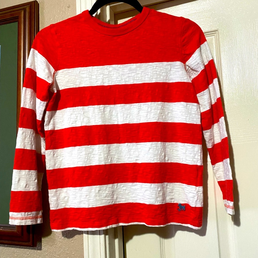 Mini Boden White and Red Stripe Shirt